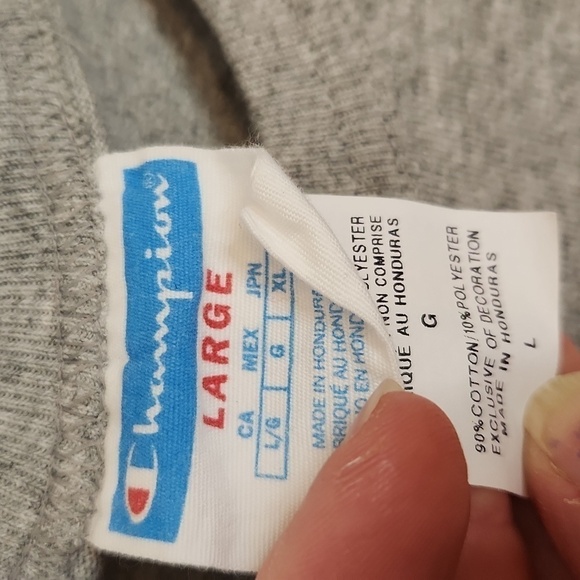 Champion Men's Gray T-Shirt L, Embroidered Logo, Crew Neck - Picture 5 of 9